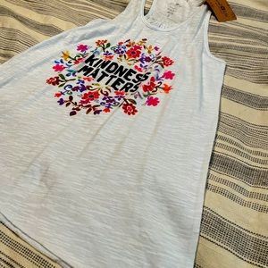 Floral White Tank Top -Size S